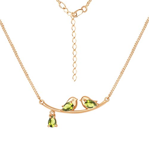 Колье с хризолитом из серебра 925 пробы