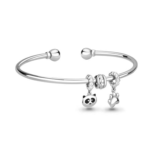 Браслет "Панда и лапка" из серебра 925 пробы