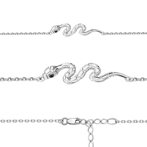 Браслет "Змея" с нанокристаллами из серебра 925 пробы 