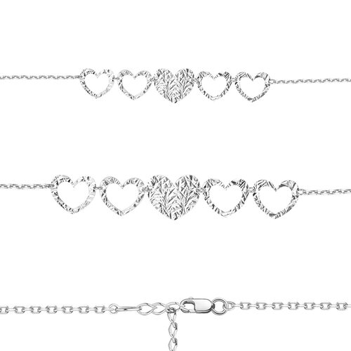 Браслет "Сердца" из серебра 925 пробы