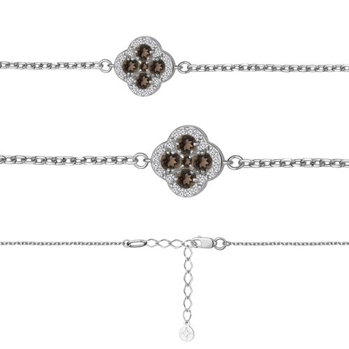 Браслет с кварцем и фианитами из серебра 925 пробы