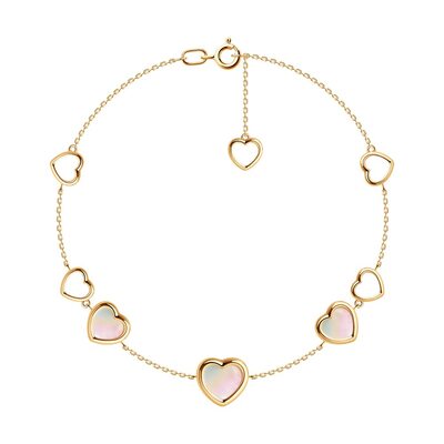 Браслет "Сердце" с перламутром из золота 585 пробы