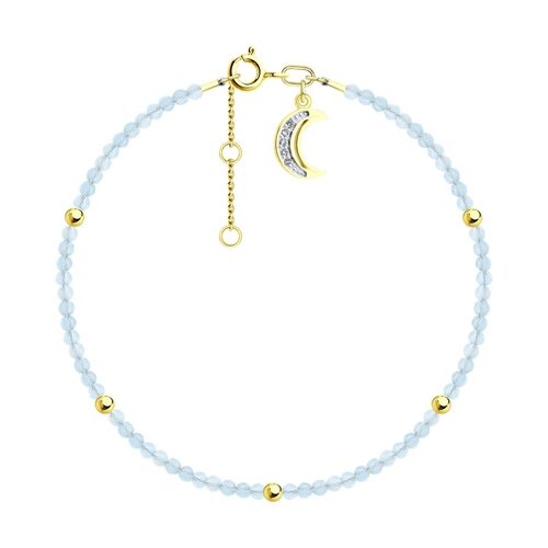 Браслет с лунным камнем и топазами из золота 585 пробы