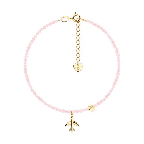 Браслет "Самолет" с кварцем из золота 585 пробы