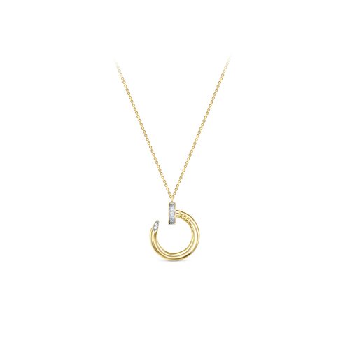 Колье "Гвоздь" с фианитами из золота 585 пробы