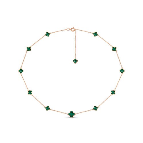 Колье "Клевер" с малахитом из золота 585 пробы