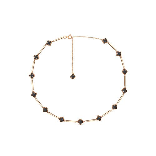 Колье "Клевер" с ониксом из золота 585 пробы