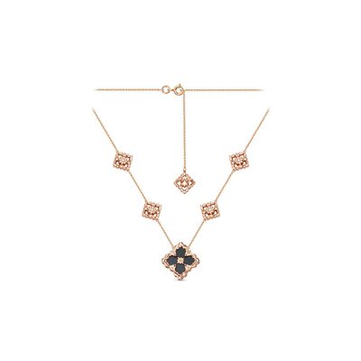 Колье "Цветок" с ониксом и фианитами из золота 585 пробы