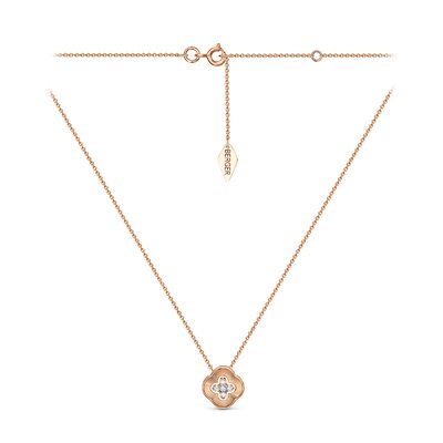 Колье "Клевер" с фианитами из золота 585 пробы