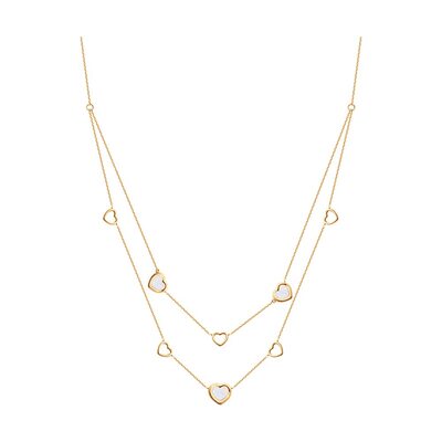 Колье "Сердца" с перламутром из золота 585 пробы