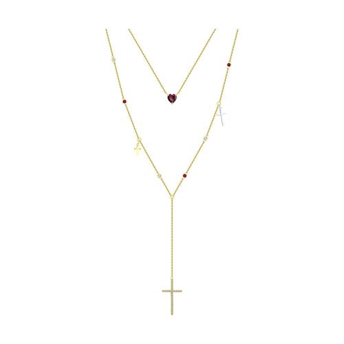 Колье с рубинами и топазами из золота 585 пробы