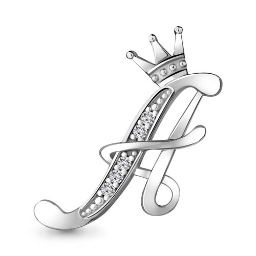 Брошь с фианитами из серебра 925 пробы