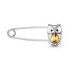 Булавка "Сова" с цитрином и нанокристаллами из серебра 925 пробы