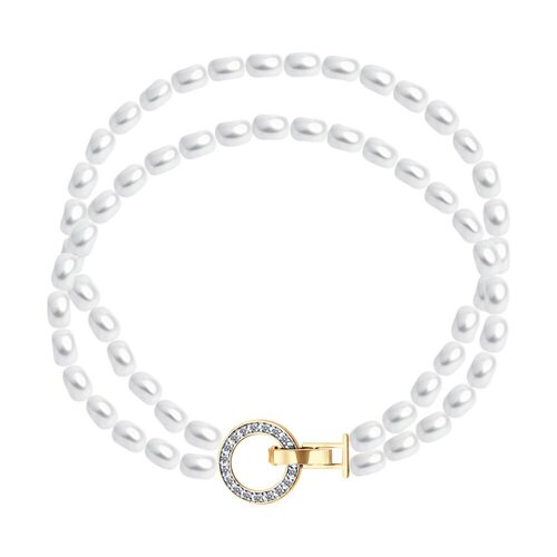 Браслет с бриллиантами и жемчугом из золота 585 пробы