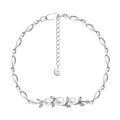 Браслет с жемчугом и бриллиантами из золота 585 пробы