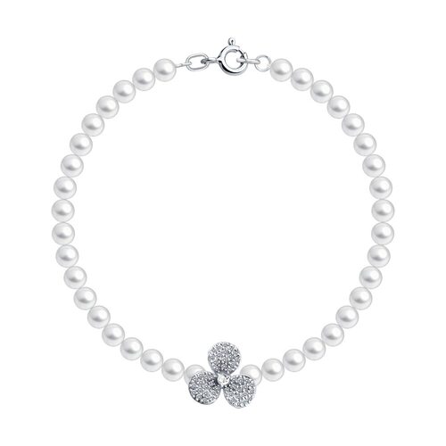 Браслет с жемчугом, бриллиантами и топазами из золота 585 пробы