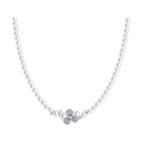 Колье с жемчугом и бриллиантами из золота 585 пробы