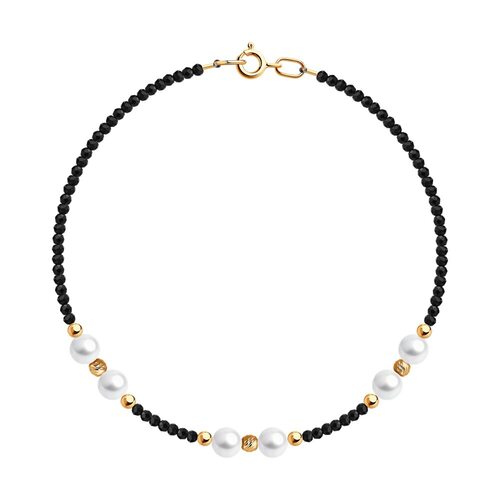 Браслет с жемчугом и шпинелью из золота 585 пробы