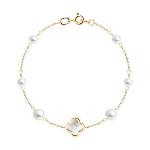 Браслет с перламутром и жемчугом из золота 585 пробы