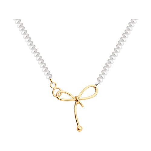 Колье "Бант" с жемчугом из золота 585 пробы
