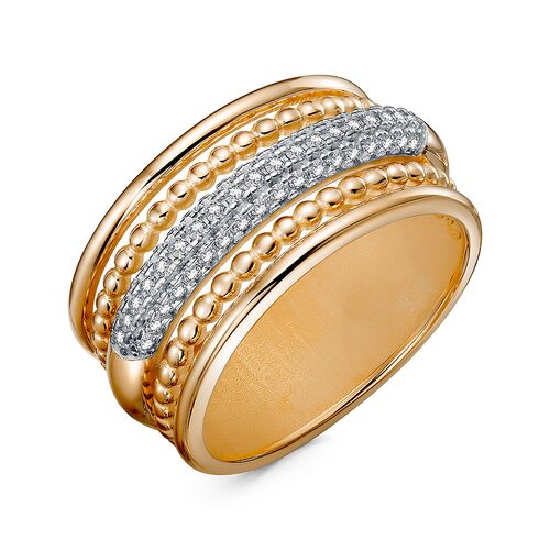 Кольцо с фианитами из золота 585 пробы