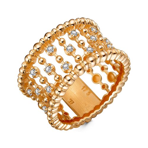 Кольцо с фианитами из золота 585 пробы