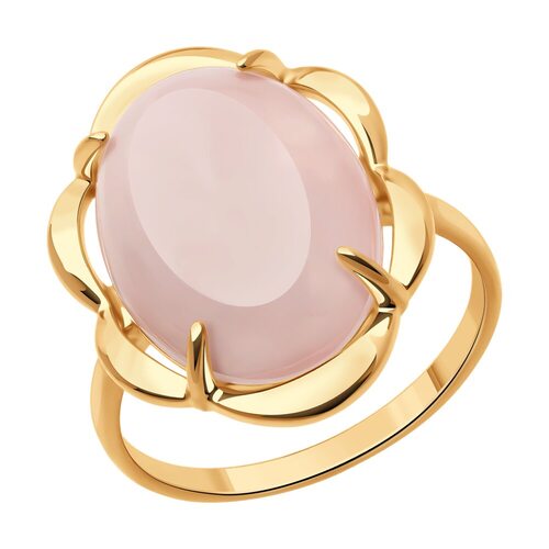 Кольцо с кварцем из серебра 925 пробы с позолотой