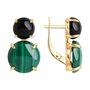 Серьги с агатом и малахитом из серебра 925 пробы с позолотой арт. 83020096