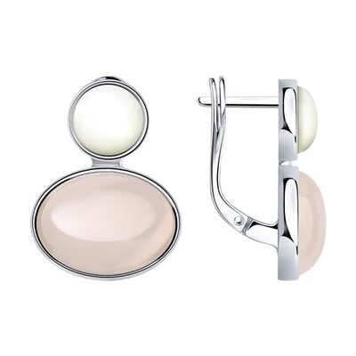 Серьги с кварцем и перламутром из серебра 925 пробы