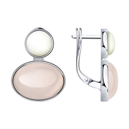 Серьги с кварцем и перламутром из серебра 925 пробы