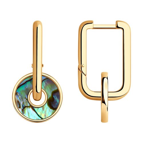 Серьги с перламутром из серебра 925 пробы с позолотой