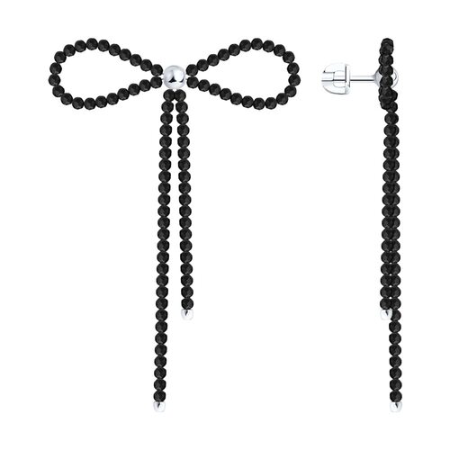 Серьги "Бантики" со шпинелью из серебра 925 пробы