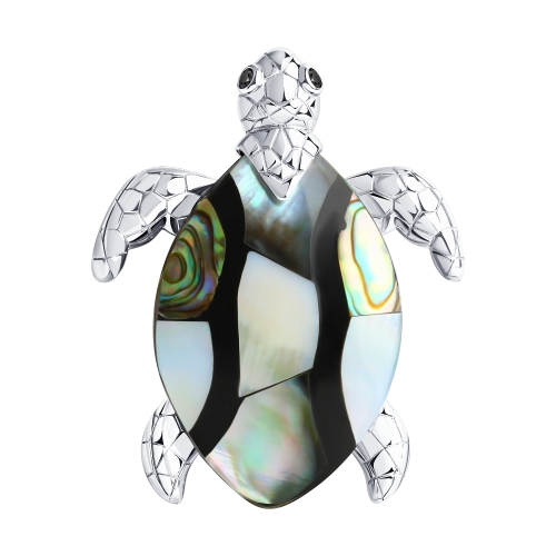 Брошь с перламутром и фианитами из серебра 925 пробы