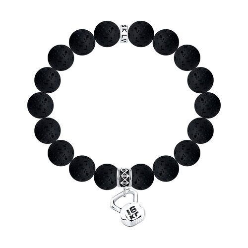 Браслет с вулканической лавой из серебра 925 пробы