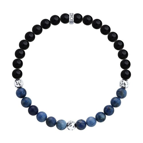 Браслет с агатом и содалитом из серебра 925 пробы