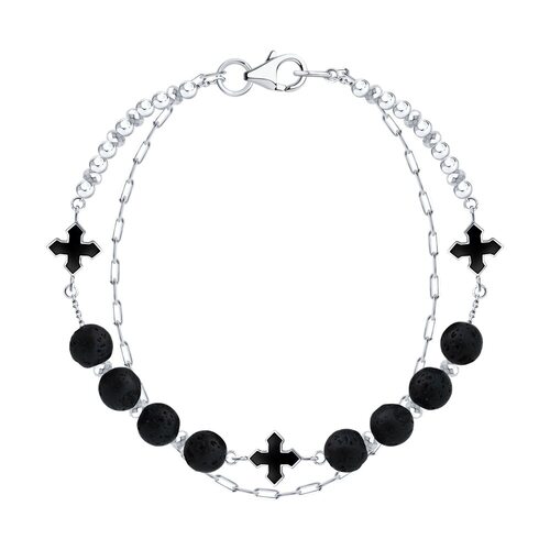 Браслет с вулканической лавой из серебра 925 пробы