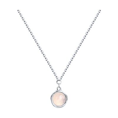 Колье с розовым кварцем из серебра 925 пробы