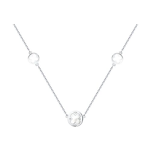 Колье "Клевера" с перламутром из серебра 925 пробы