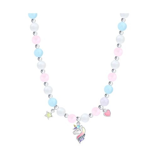 Колье "Единорог" с кварцитом и фианитами из серебра 925 пробы