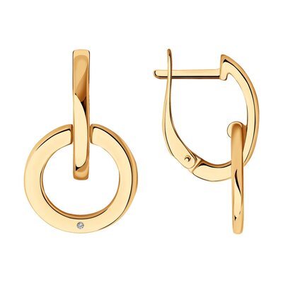 Серьги с бриллиантом из серебра 925 пробы