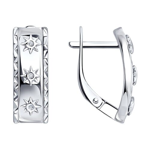 Серьги с бриллиантами из серебра 925 пробы