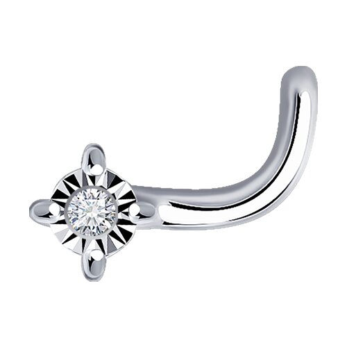 Пирсинг с бриллиантом из серебра 925 пробы