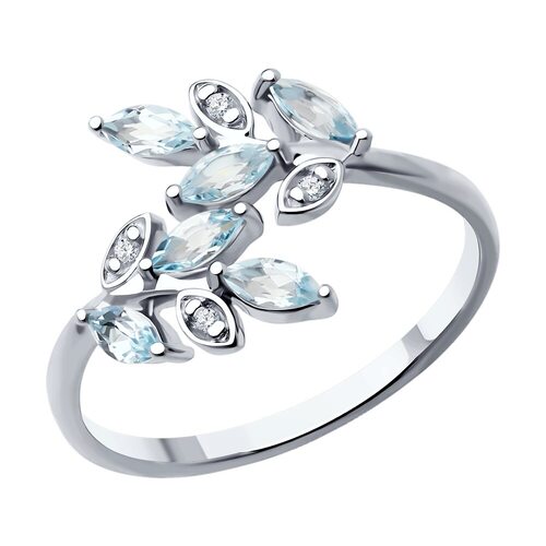 Кольцо с топазами и фианитами из серебра 925 пробы