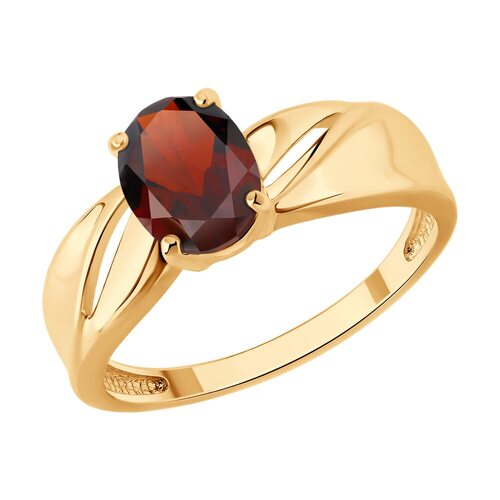 Кольцо с гранатом из серебра 925 пробы с позолотой