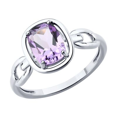 Кольцо с аметистом из серебра 925 пробы