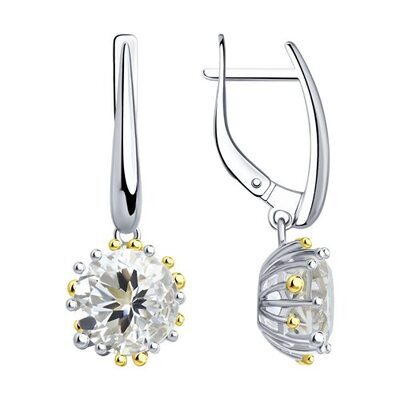 Серьги с горным хрусталем из серебра 925 пробы