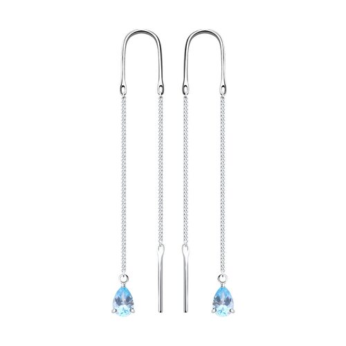 Серьги с топазами из серебра 925 пробы
