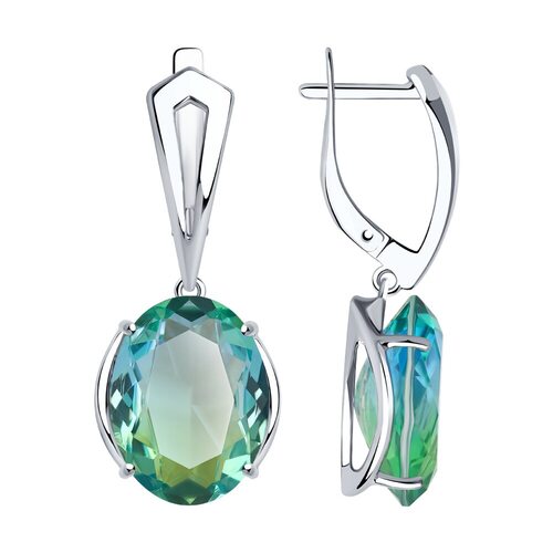 Серьги с ситаллами из серебра 925 пробы