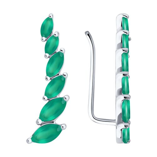 Серьги с агатом из серебра 925 пробы