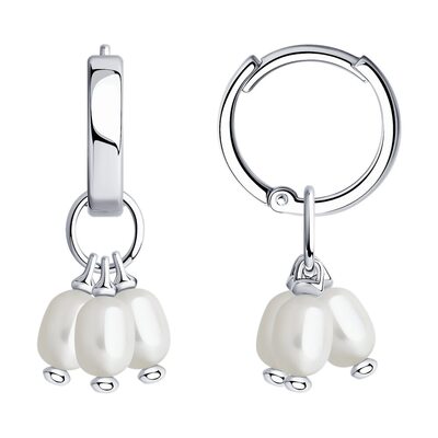 Серьги с жемчугом "Барокко" из серебра 925 пробы